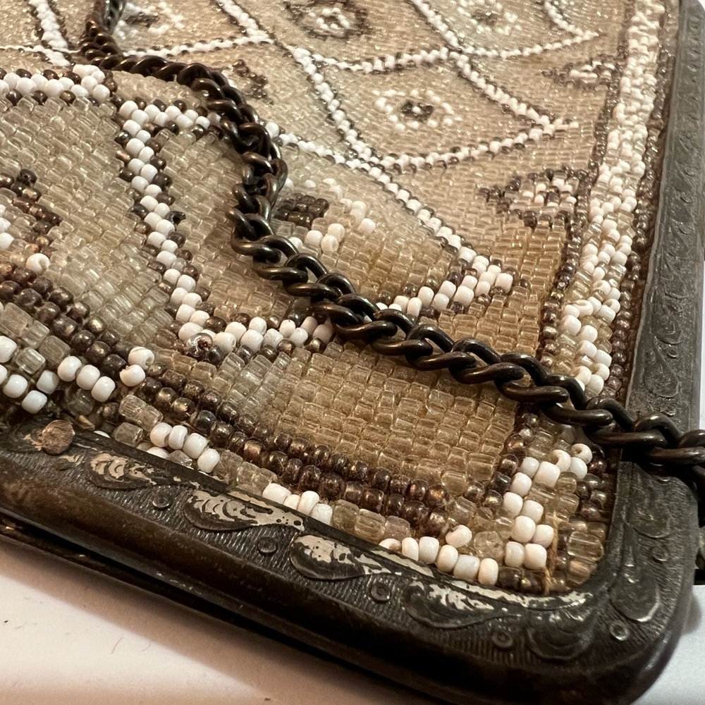 Large Antique Art Deco Ornate Beaded Purse Bag 1920's - Picture 6 of 8